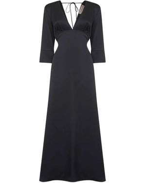 Blanca Vita Neck-Tie Flared Maxi Dress - Black