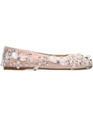 ANOUKI Crystal-Embellished Ballet Flats - Pink