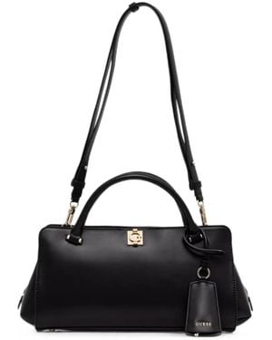 Guess Logo-Plaque Top-Handle Bag - Black