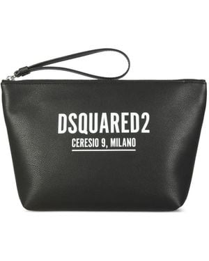 DSquared² Logo Zip Clutch Bag - Black