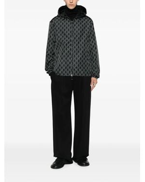 Emporio Armani Monogram-Print Reversible Jacket - Black