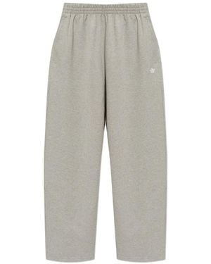 adidas Logo-Embroidered Elasticated-Waist Track Pants - Grey