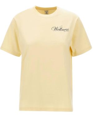 Sporty & Rich Avenue Logo-Print T-Shirt - Yellow