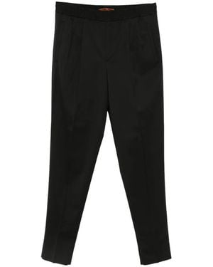 ZEGNA Pleated Elasticated-Waistband Trousers - Black