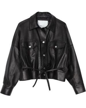 3.1 Phillip Lim ベルテッド レザーシャツジャケット - ブラック