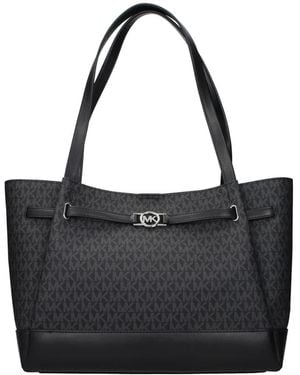 Michael Kors Monogram-Pattern Logo-Plaque Shoulder Bag - Black