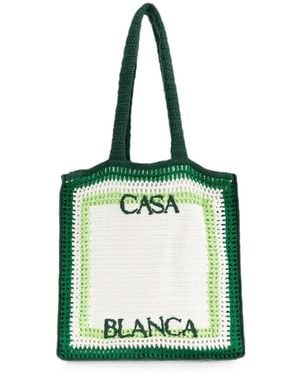CASABLANCA Logo-Embroidered Tote Bag - Green
