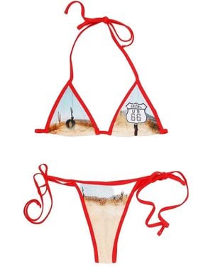 Nii HAI Route 66 Print Rhinestone Bikini - Red