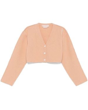 Marni Logo-Embroidered Cardigan - Natural