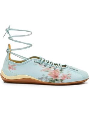 LILI CURIA Isolde Floral-Print Lace-Up Trainers - Blue