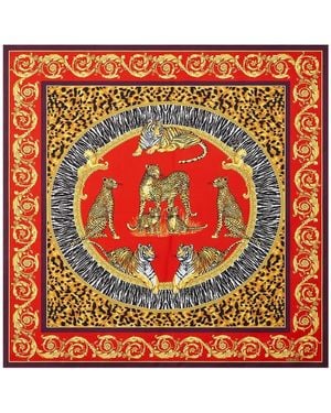 Versace Animal-Print Silk Scarf - Red