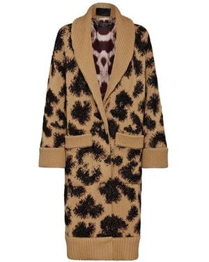 Philipp Plein Manteau En Laine À Motif Léopard En Jacquard - Brown