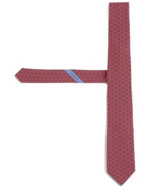 Ferragamo Gancini-Pattern Silk Tie - White