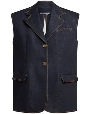 Etro Lurex Denim Vest - Blue