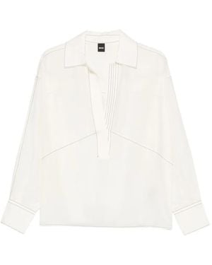 BOSS Brizzy V-Neck Panelled Top - White