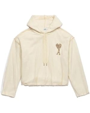 Ami Paris Ami De Coeur Tulle Hoodie - Natural