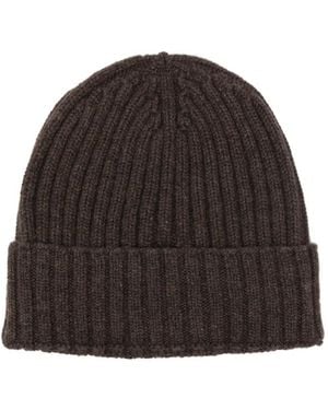 Dell'Oglio Ribbed Beanie Hat - Brown