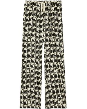 Palm Angels Palm-Tree Print Wide-Leg Trousers - Black