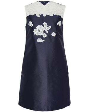Self-Portrait Guipure Lace-Appliqué Shift Mini Dress - Blue
