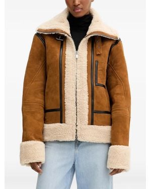 Iceberg Zip-Up Suede Jacket - Brown