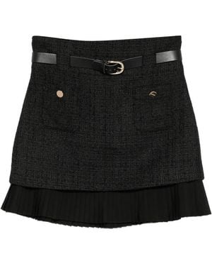 Sandro Belted Ruffled Mini Skirt - Black