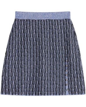 Lanvin Patterned Intarsia-Knit Mini Skirt - Blue
