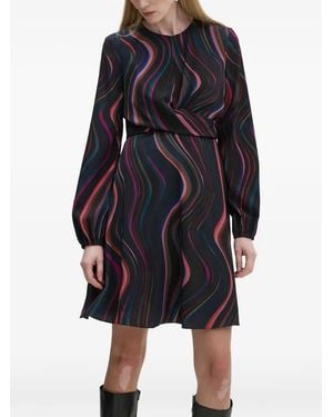 Paul Smith Long-Sleeve Patterned Mini Dress - Blue