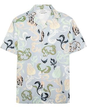 Lanvin Abstract-print Cotton Shrit - Blue