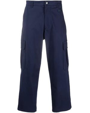 Moschino Logo-Embroidered Cotton Cropped Trousers - Blue