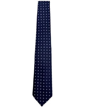 Kiton Pointed-Tip Silk Tie - Blue