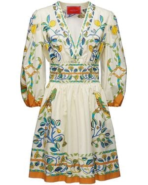 La DoubleJ Floral-Print Short Dress - Green