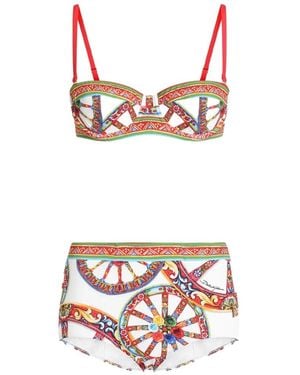 Dolce & Gabbana Bikini Balconette Con Estampado Carretto - Blanco