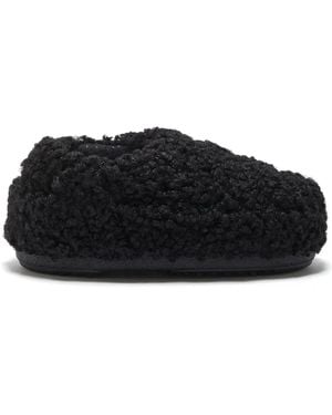 Moon Boot Faux-Curly-Fur Slippers - Black
