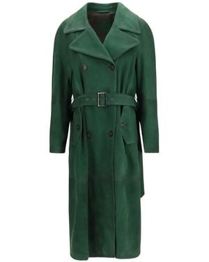 Valstar Double-Breasted Belted Trench Coat - Green