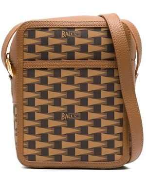 Bally Pennant Monogram-Pattern Crossbody Bag - Brown