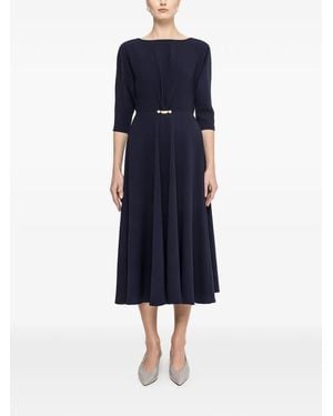 Nissa Pearl Detail Midi Dress - Blue