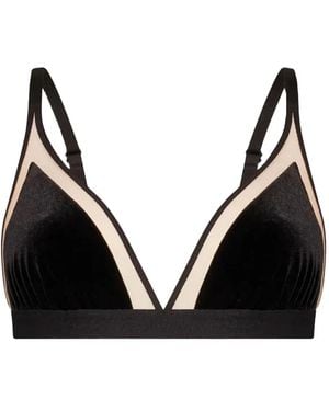 UNDRESS Triangel-BH mit Samteinsätzen - Schwarz