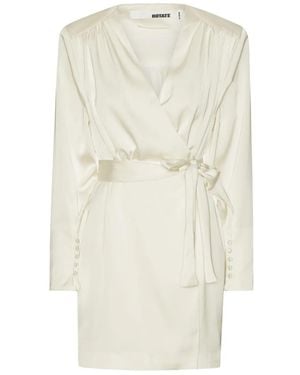 ROTATE BIRGER CHRISTENSEN Satin Wrap Minidress - White