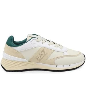 EA7 Logo-Print Panelled Trainers - White