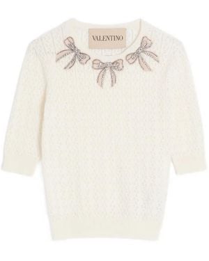 Valentino Garavani Embroidered Cotton Top - White