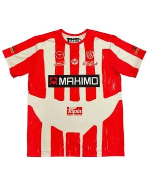 Travis Scott Mexico Graphic-Print Striped T-Shirt - Red