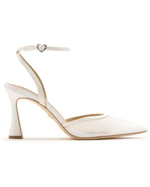 Badgley Mischka Yordan Pointed-Toe Mesh Pumps - White