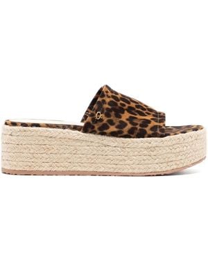 Gianvito Rossi Leopard Platform Espadrilles - Brown