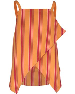 ODEEH Asymmetric Striped Top - Orange