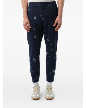 McQueen Embroidered Drawstring-Waist Trousers - Blue