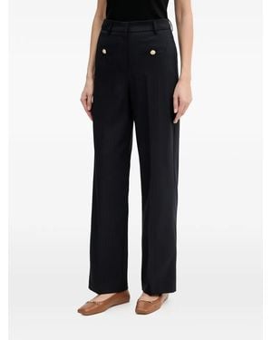 Morgan Buttoned Striped Trousers - Black