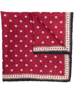 Brunello Cucinelli Reversible Silk Pocket Square - Red