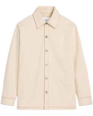 Ami Paris Ami De Coeur Cotton Overshirt - Natural