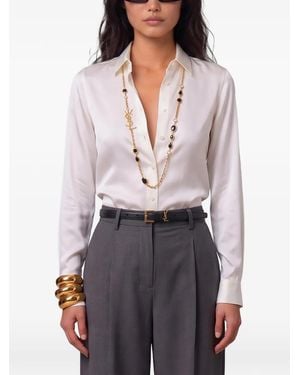 SUTTON NEW YORK Button-Up Silk Shirt - White