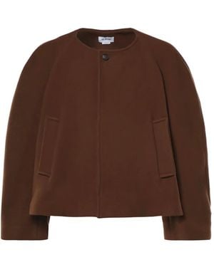 Hed Mayner Leather-Strap Wool-Blend Coat - Brown
